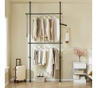 Shein FRG109 Sistema de armario telescópico con 2 barras para ropa Sistema de almacenamiento de ropa Sistema de estanterías Perchero gris claro