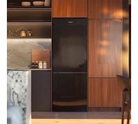 Shein Frigorífico Combi Bolero CoolMarket 250 Cristal Negro, No Frost, Clase E, 250L, Multi Airflow, Fast Cooling, Puerta Reversible, Alarma de Puerta, Humi