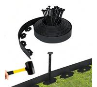 Shein Froadp Borde de césped de plástico flexible de 10 m, límite de macizo de flores de plástico PP, borde de jardín con 30 estacas de fijación, 5 cm de al