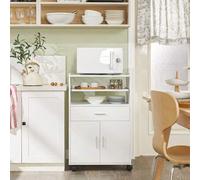 Shein FSB09-SCH Aparador Auxiliar de Cocina con ruedas Negro Alacena de Cocina Aparador Alto Aparador Comedor Mueble Auxiliar Cocina Mueble Auxiliar de Coci