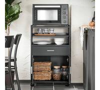 Shein FSB09-SCH Aparador Auxiliar de Cocina con ruedas Negro Alacena de Cocina Aparador Alto Aparador Comedor Mueble Auxiliar Cocina Mueble Auxiliar de Coci