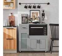 Shein FSB78-HG Aparador Cocina con Ruedas Mueble de Almacenamiento para microondas con 3 Puertas y un cajón 89 x 40 x 89 cm Gris ES
