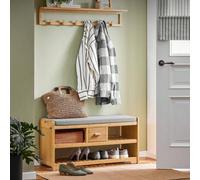 Shein FSR75-N Banco Zapatero con 1 Cajcon y 2 Estantes Bambú y MDF 91 x 34 x 45 cm ES Zapatero Banco Zapatero Zapatero Entrada Recibidor Banco Zapatero Con