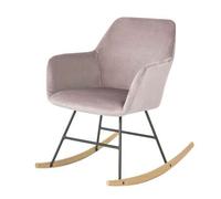 Shein FST68-P Mecedora Sillón Silla de Relax Tejido de Terciopelo Rosa Claro Alto de Asiento 42 cm ES