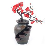 Shein Fuente de escritorio con florero de resina de 30x18x40cm con bomba de agua, fuente de mesa decorativa, fuente interior de resina para meditación Zen,
