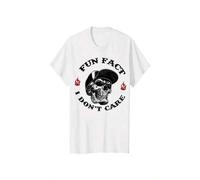 Shein FUN FACT I DON'T CARE Skull Print Men's T-shirt, Top Menswear, Cotton Tee Shirt Casual Streetwear