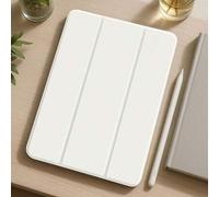 Shein Funda básica para iPad de color blanco sólido, material de lujo, funda protectora transparente de acrílico con ranura para lápiz, compatible con iPad