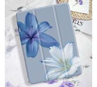 Shein Funda compatible con iPad con patrón de hibisco azul y blanco, compatible con iPad de 10.2 pulgadas (9.ª/8.ª generación) 2021/2020, compatible con Gal
