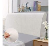 Shein Funda de cabecero de terciopelo para cama King, protector elástico de cabecero apto para cama King/doble, funda de cabecero blanca