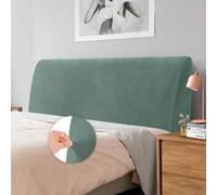 Shein Funda de cabecero de terciopelo para cama King, protector elástico de cabecero apto para cama King/doble, funda de cabecero blanca