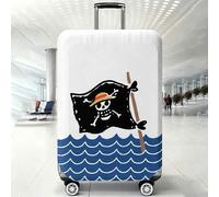 Shein Funda de equipaje con bandera pirata de One Piece & olas del océano, protector de maleta elástico y lavable, piel de viaje náutica antiarañazos y a pr