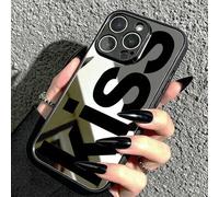 Shein Funda de espejo con letras "KISS" en negro, estética de "baddie" Y2K, compatible con iPhone 11/17/17pro/13/14/15/15pro/15 Plus/15 Promax/16/16pro/16pl