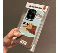 Shein Funda de teléfono resistente a golpes y al impacto con diseño de tres animales en sentados sobre agujeros grandes, con patrón de cuero - Adecuado p