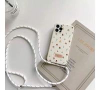 Shein Funda de teléfono a prueba de golpes con cordón de linterna pintado con flores perforadas de precisión compatible con iPhone 14, iPhone 14 Pro, iPhone