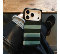 Shein Funda de teléfono a prueba de golpes con rayas rosas y marrones perforadas y estilo de remolino de lujo, compatible con iPhone 17 Pro Max, 12, 13, 14,