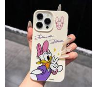 Shein Funda de teléfono con cobertura completa y estampado de Daisy de Disney en patrón de lichis, compatible con iPhone 17 Pro Max, 17, 16 Pro Max, 15 Pro