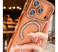 Shein Funda de teléfono con diamantes de imitación premium 2025 compatible con iPhone 17 AIR 16 15 14 13 12 11 Pro Max Plus, con protección magnética y lent