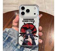 Shein Funda de teléfono con diseño de salpicadura de pintura de Naruto Uchiha Itachi Akatsuki con cuervos y símbolo Sharingan compatible con iPhone 18 Pro/1