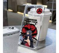 Shein Funda de teléfono con diseño de salpicadura de pintura del atuendo de Akatsuki de Naruto Uchiha Itachi con cuervos & símbolo del Sharingan compatible