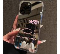 Shein Funda de teléfono con espejo a prueba de golpes con el texto "Con Dios, todo es posible" compatible con iPhone 13/11/17/16/14/15/15 Pro/15 Plus/15 Pro