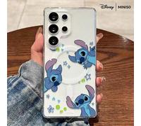 Shein Funda de teléfono con estampado de Stitch en una aventura espacial, transparente y magnética, a prueba de golpes, adecuada para Samsung S26 Ultra/S26
