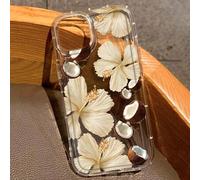 Shein Funda de teléfono con flores tropicales de hibisco y coco, cubierta de verano floral transparente y resistente a los golpes, funda de teléfono estétic
