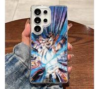 Shein Funda de teléfono con impresión dinámica de anime Dragon Ball Z Son Goku Kamehameha Explosión de Energía Azul Funda transparente magnética Apta para S