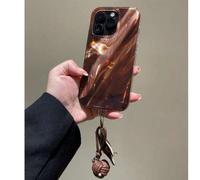 Shein Funda de teléfono con textura de lámina de carey vintage negro y marrón compatible con iPhone 16 Pro Max, Apple 15, cubierta suave para 14 New, 12 Pro