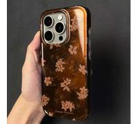 Shein Funda de teléfono con textura de lámina de carey vintage negro y marrón compatible con iPhone 16 Pro Max, Apple 15, funda suave para 14 New, 12 Pro, 1