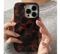 Shein Funda de teléfono con textura de lámina de carey vintage negro y marrón compatible con iPhone 16 Pro Max, Apple 15, cubierta suave para 14 New, 12 Pro