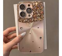 Shein Funda de teléfono de PC con Body completo a prueba de golpes, resistente al agua y a los arañazos, con patrón de aurora dorada de lujo con cristales d