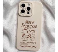 Shein Funda de teléfono de silicona líquida de café concentrado, protección de Body completo, a prueba de golpes y caídas, material de gel suave de TPU, com