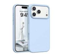 Shein Funda de teléfono de silicona líquida de silicona TPU minimalista en azul, compatible con los últimos modelos de 17/Air/17Pro/17ProMax, también se aju