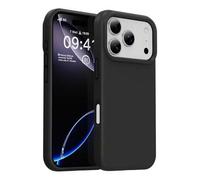 Shein Funda de teléfono de silicona líquida TPU de unicolor y minimalista negro, compatible con los últimos modelos de 17/Air/17Pro/17ProMax, también se aju