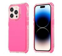 Shein Funda de teléfono de silicona sólida de color rosa suave con 3 en 1, que incluye lente, anillo de color y esquinas elevadas para protección contra gol