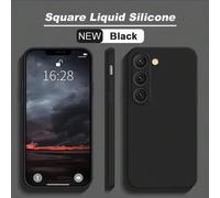 Shein Funda de teléfono de silicona sólida negra a prueba de golpes y líquida compatible con Samsung Galaxy S25 Ultra y 13/16 Pro Max/11, compatible con iPh