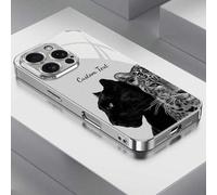 Shein Funda de teléfono de vidrio templado con patrón de leopardo animal feroz, funda protectora personalizada y personalizada compatible con varios modelos