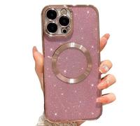 Shein Funda de teléfono delgada con cristales brillantes, adsorción magnética y protector de pantalla, compatible con iPhone 16pro/16promax/16plus/16/15pro/