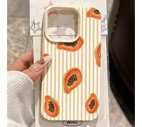 Shein Funda de teléfono: Ilustración de acuarela de papaya naranja-rojo minimalista de moda de verano, patrón de fondo de líneas rectas naranja claro disper