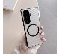 Shein Funda de teléfono magnética con textura de fibra de carbono de lujo compatible con Samsung Galaxy ZFold 7 6 5 4 3, carga inalámbrica, cubierta protect