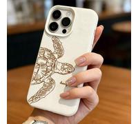 Shein Funda de teléfono minimalista con palmera - Estilo elegante de arte lineal con patrón de palmera datilera, fuente casual "Hang Loose", textura crema,