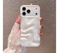 Shein Funda de teléfono minimalista premium con efecto 3D de ola de perla blanca falsa, compatible con iPhone 17 Pro Max/17 Pro/17 Air/17/16 Pro Max/16/16 P