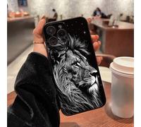 Shein Funda de teléfono móvil a prueba de golpes, compatible con Apple Precision Perforated Edged Painted Lion Pattern Anti-Fall, compatible con iPhone P14