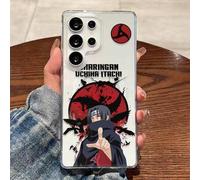 Shein Funda de teléfono Naruto Uchiha Itachi Akatsuki con cuervos & diseño de salpicadura de pintura del símbolo Sharingan, funda transparente magnética, ad