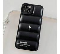 Shein Funda de teléfono negra con estampado de cruz del versículo bíblico ISAÍAS 60:22, "CUANDO LLEGUE EL MOMENTO OPORTUNO, YO EL SEÑOR LO HARÉ REALIDAD", p