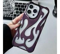 Shein Funda de teléfono suave con patrón de llama hueca, chapada, a prueba de caídas, compatible con iPhone[IP], Galaxy[Galax], [Sam]/15ProMax/16proMax/16pr