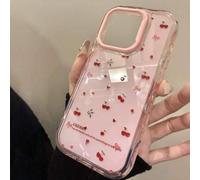 Shein Funda de teléfono suave tipo jabón con diseño de cerezas en contraste de color onda para 15 16 Pro Max 14 Pro 13 12 11 Plus, regalo para chicas