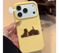 Shein Funda de teléfono suave y resistente a los golpes con diseño 3D de perro salchicha acostado y patrón de lichis, compatible con iPhone 17 Pro Max, 17 P