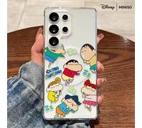 Shein Funda de teléfono transparente con personajes dormidos de Crayon Shin-Chan para Samsung S26 Ultra/S26 Edge/S26 Plus/S26/S25 Ultra/S25 Plus/S25/S25FE/S