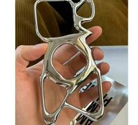 Shein Funda magnética para teléfono electrochapeada de plata hueca compatible con la serie de Apple 16/15/14/13/12